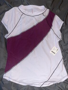 FP Movement by Free People Two-Tone Diagonal Tee in Purple and Light Lavender